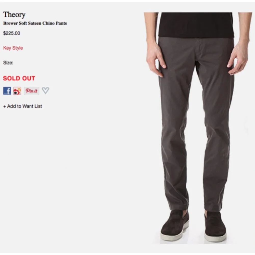 Theory Brewer Men’s Chinos 33x32